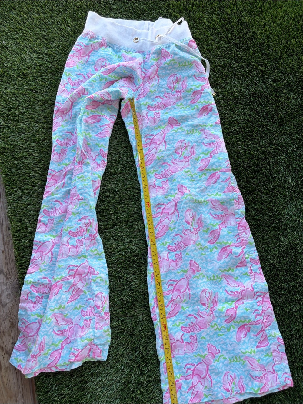 Lilly Pulitzer Pink Lobster Print Blue Pajama Bottoms